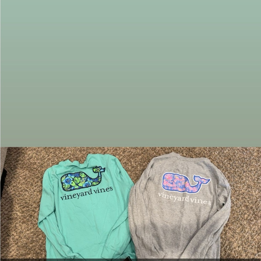 Vineyard Vines Long Sleeve Tees Green and Gray